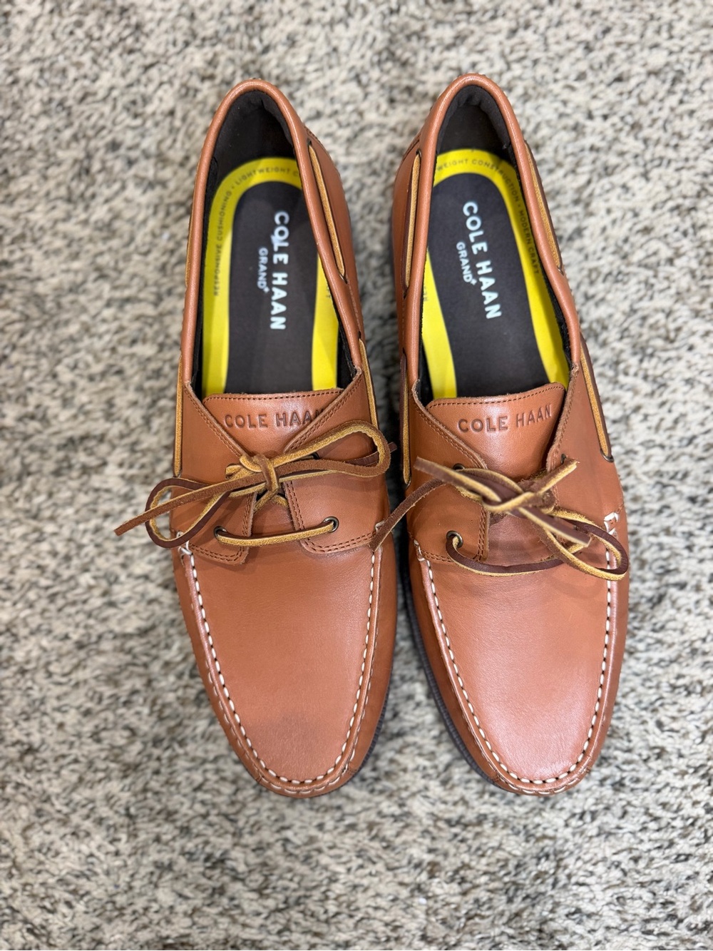 Cole Haan Grand+ Bowside Men's Boat Shoes 13M Cognac Brown Leather C42132 NWOB
